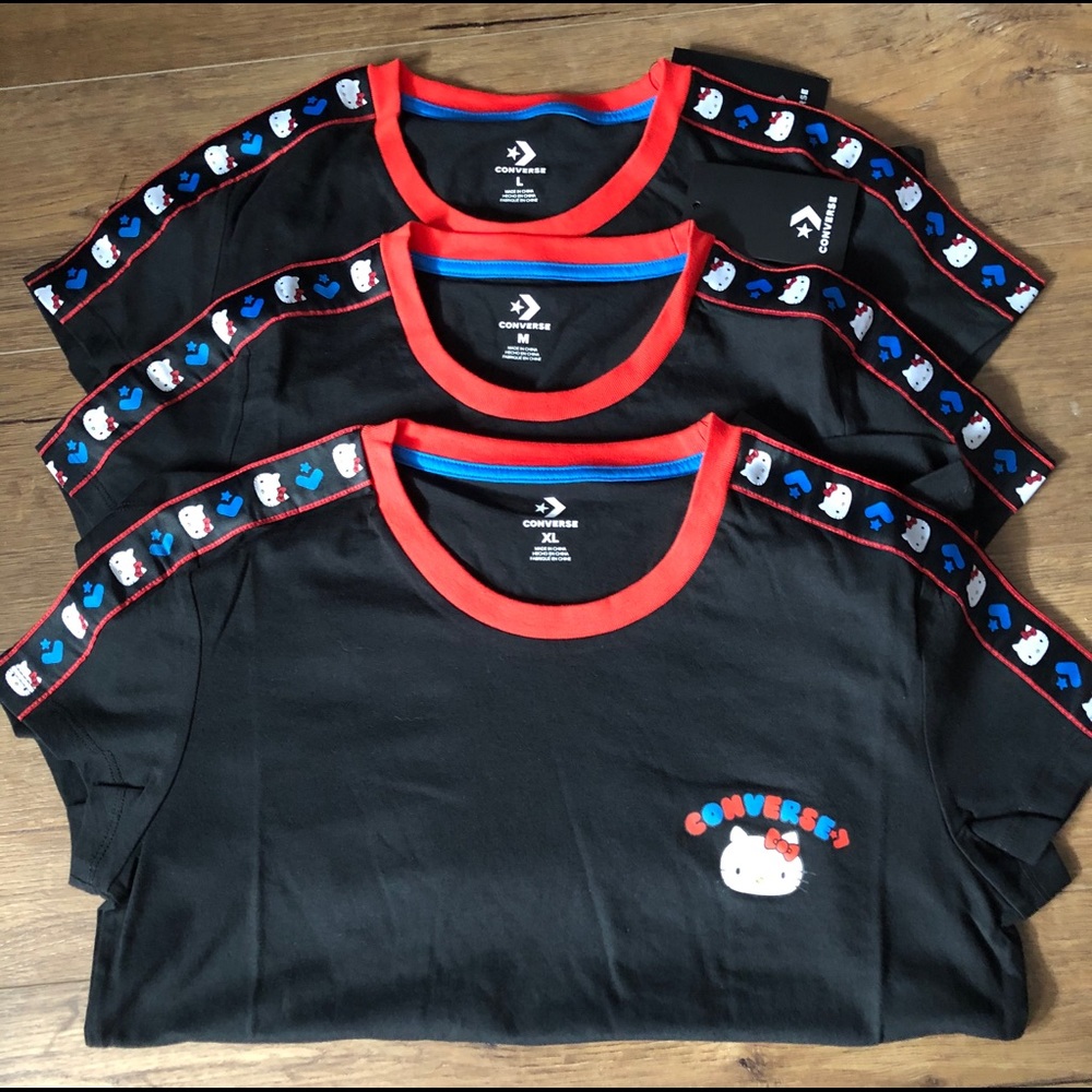 HELLO KITTY-NWT Converse Black Short Sleeve TOP!